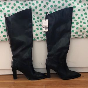 NWT Zara/Join Life knee high black heeled boots